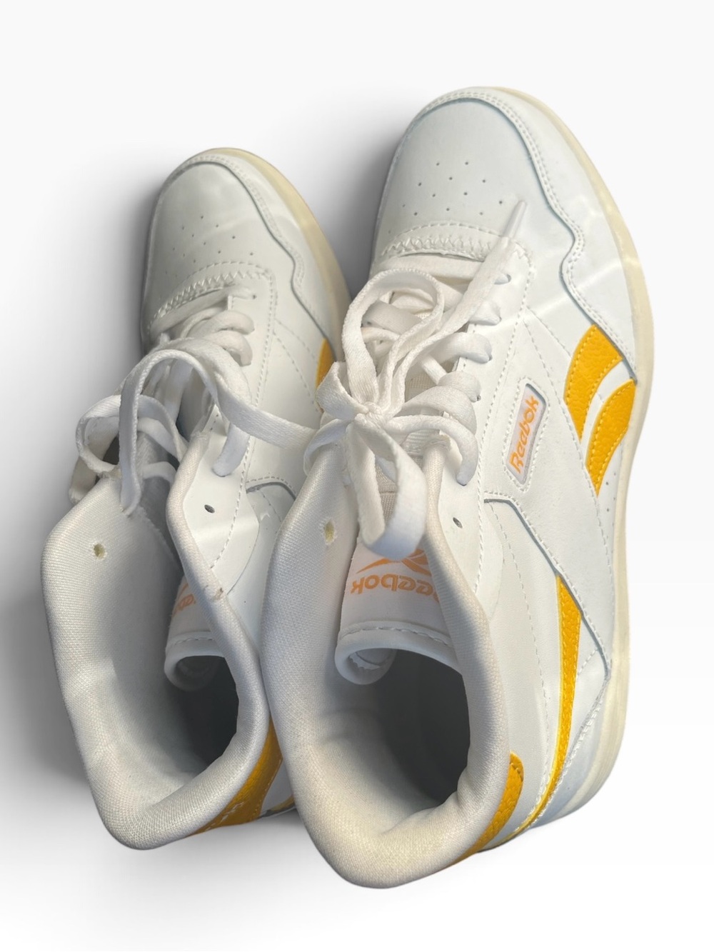 US 8 Reebok Womens Club High Top Shoes White Yellow